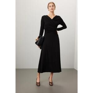 Fifteen Twenty Black Cross Front Midi Dress Size XS with Stains